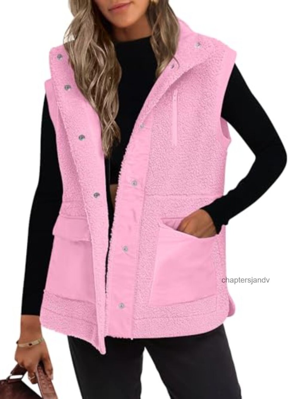 Sherpa Fleece Vest Sleeveless Button Down Fuzzy Outerwear